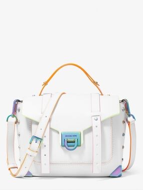 Michael Kors White Manhattan Crossbody Satchel Purse Bag Tiktok Rainbow Nwt